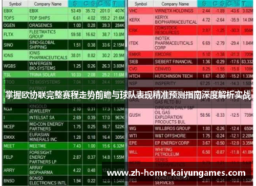 掌握欧协联完整赛程走势前瞻与球队表现精准预测指南深度解析实战